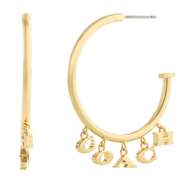 Coach Charms Hoop Earrings - Gold CCU64