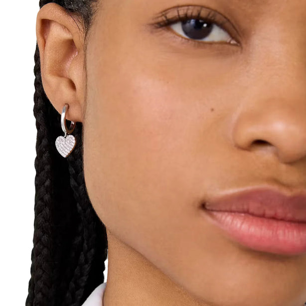Kate Spade Yours Truly Pave Heart Drop Earrings - Silver o0r00153