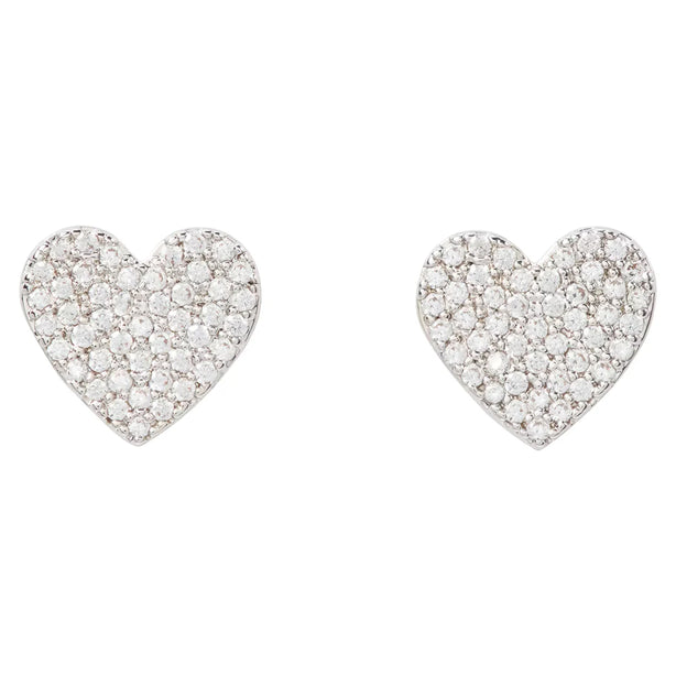 Kate Spade Yours Truly Pave Heart Studs Earrings - Silver O0R00154