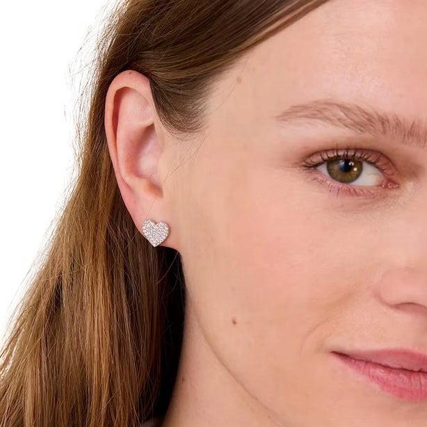 Kate Spade Yours Truly Pave Heart Studs Earrings - Silver O0R00154