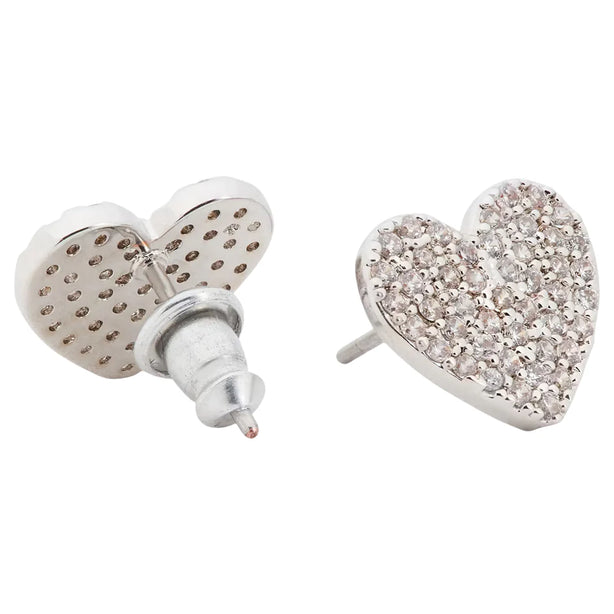 Kate Spade Yours Truly Pave Heart Studs Earrings - Silver O0R00154