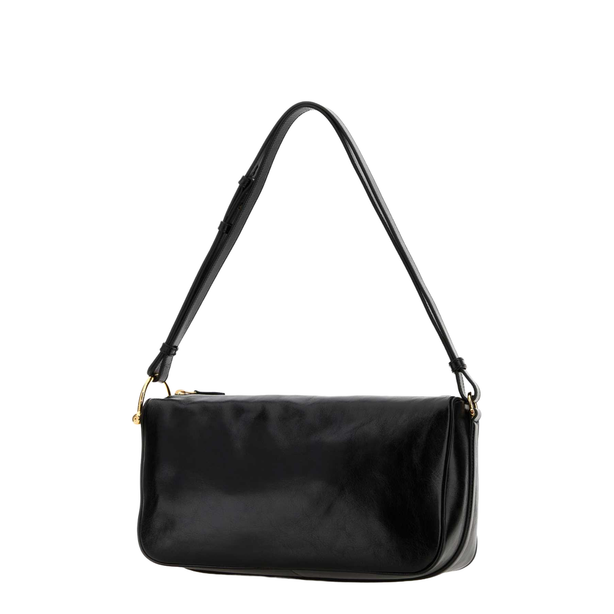 Half Horsebit Medium Grained Leather Shoulder Bag - Black