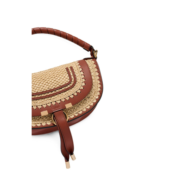 Marcie Mini Raffia-Effect Shoulder Bag - Clay Brown
