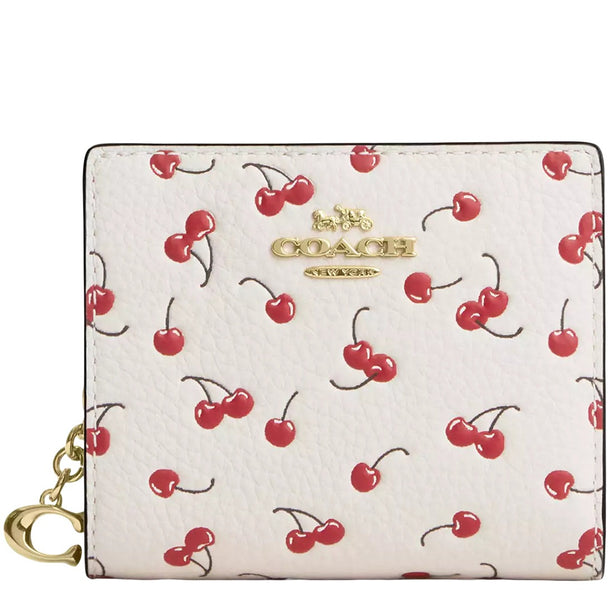 Coach Snap Wallet With Cherry Print - Chalk Multi CFA25