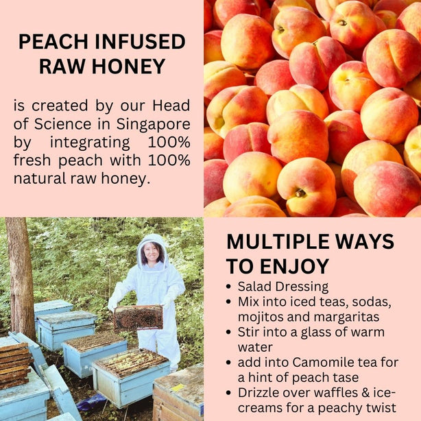 Hives Keeper Premium Peach Infused Raw Honey