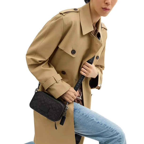 Coach Wyatt Crossbody Bag In Signature Canvas in Charcoal/ Black CW365