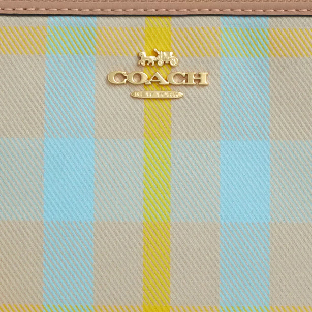 Coach Corner Zip Wristlet with Plaid Print - Bright Maize Multi CBP18