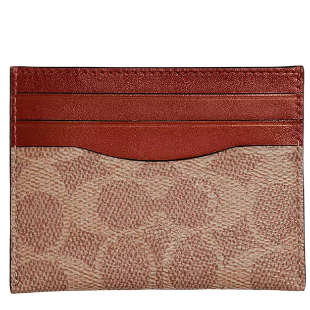Coach Card Case In Signature Canvas - Tan/ Rust 936