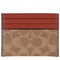 Coach Card Case In Signature Canvas - Tan/ Rust 936
