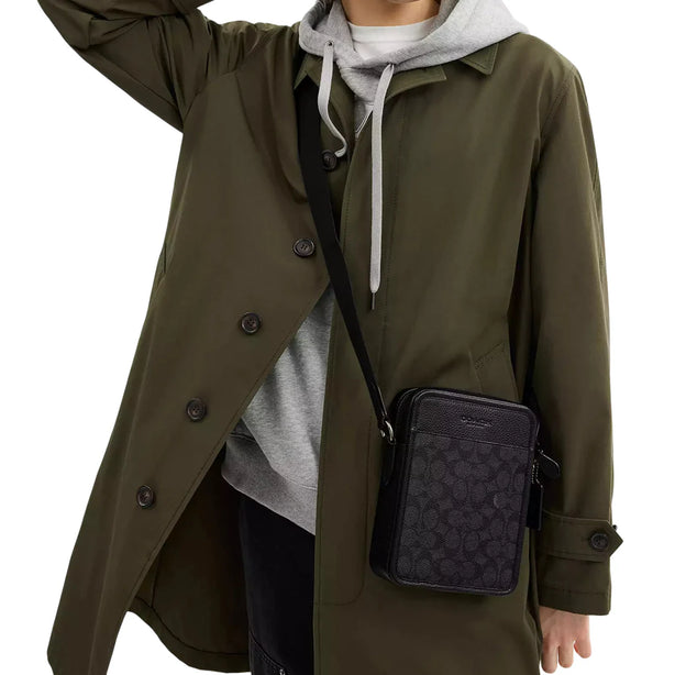 Coach Sullivan Crossbody Bag In Signature Canvas - Charcoal/ Black CAT78