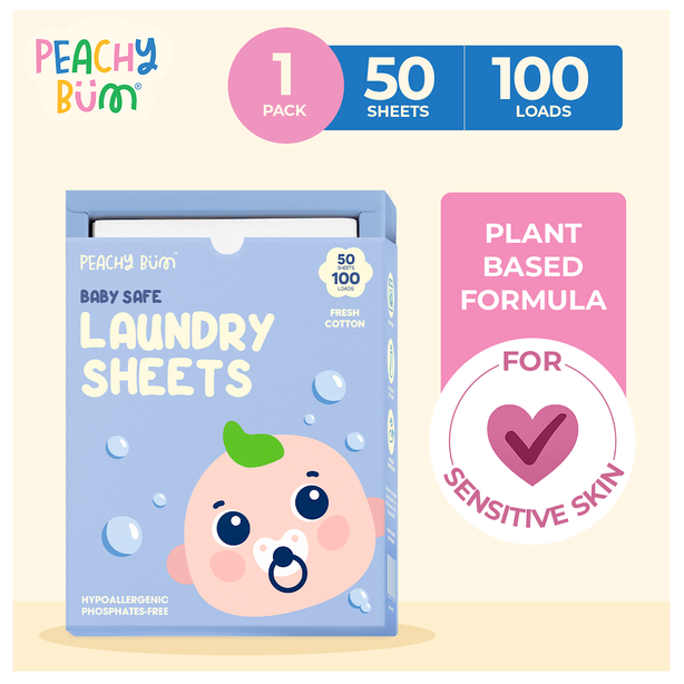 Peachy Bum Baby Safe Laundry Sheets [Safe for Sensitive Skin & Phosphate-Free]