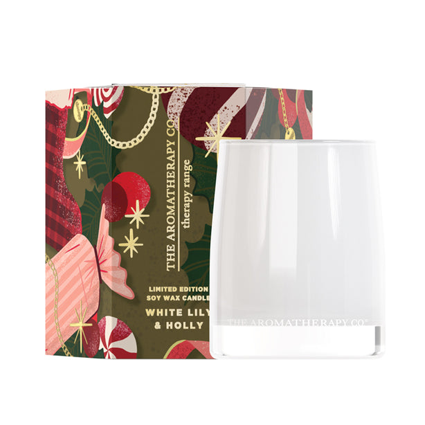 TAC Therapy LE Festive 3 x 80g Soy Candle - White Lily & Holly (U.P: $35 ea.)