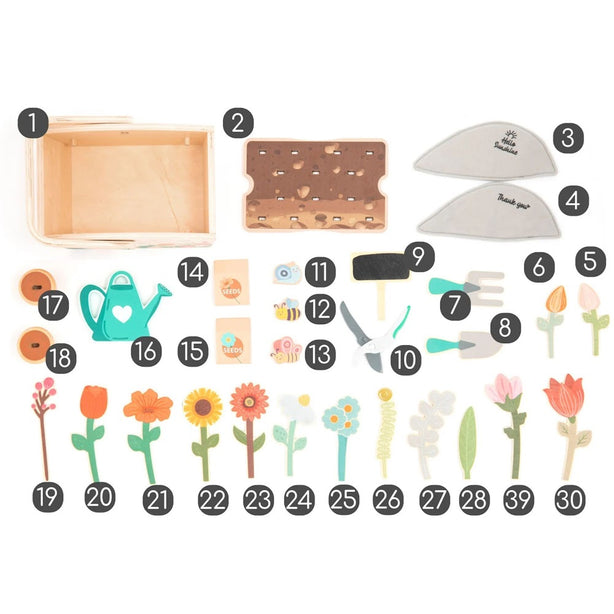 StitchesandTweed Wooden Little Garden Toy, Children Montessori Play Pretend Gardener Simulation Plants Toy for Kids Toddler