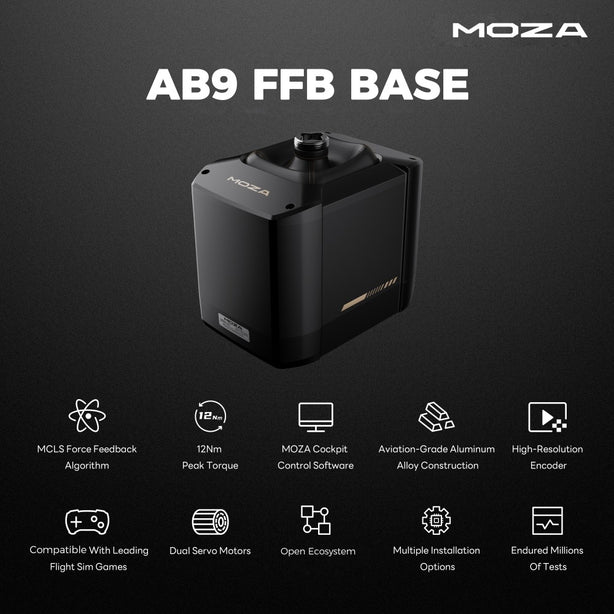 MOZA Racing AB9 Base Dual Servo 12Nm Flight Sim Force Feedback
