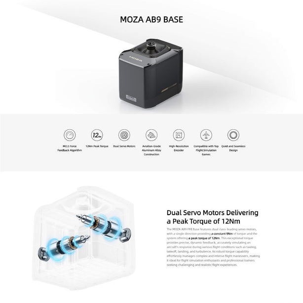 MOZA Racing AB9 Base Dual Servo 12Nm Flight Sim Force Feedback