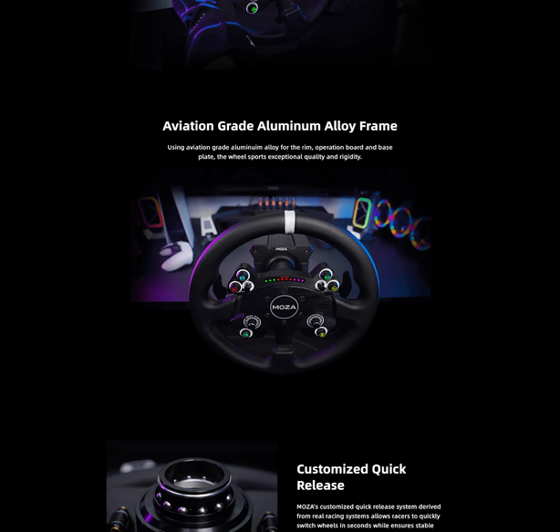 MOZA CS V2P Steering Wheel Aluminum Racing Wheel with RGB Lights