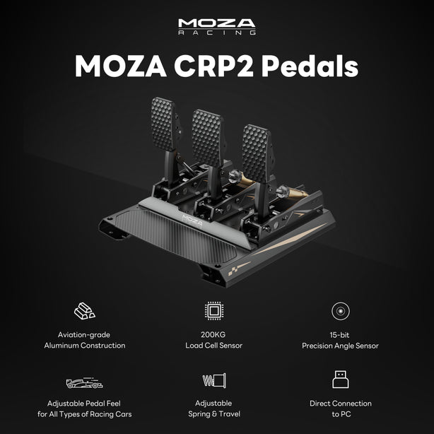 MOZA CRP2 Pedals Throttle + Brake CNC Aluminum Load Cell
