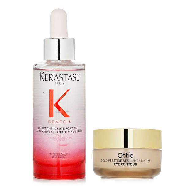 Kerastase Genesis Anti Hair-fall Fortifying Serum (weakened Hair, Prone To Falling) 90ml X Ottie Gold Prestige Resilience Lifting Eye Contour 30ml -