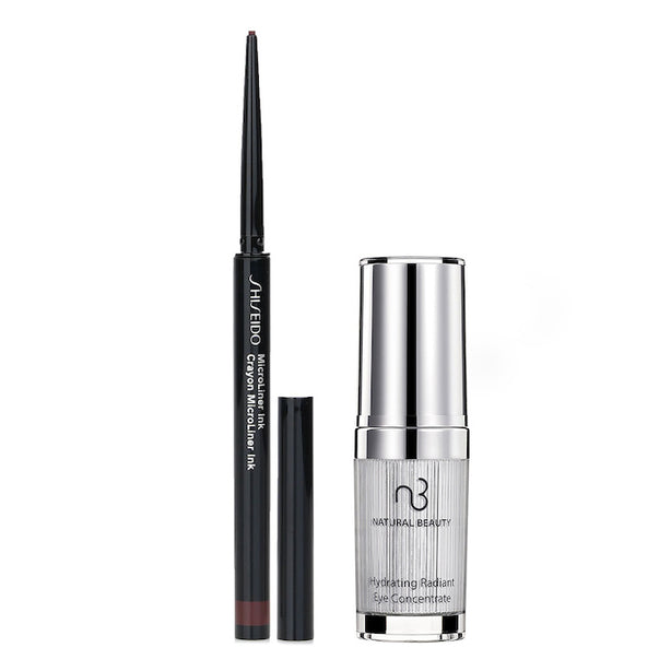 Shiseido Microliner Ink Eyeliner - # 03 Plum 0.08g X Natural Beauty Hydrating Radiant Eye Concentrate (exp Date: 02/2026) 15ml - 2pcs