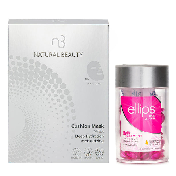 Ellips Hair Vitamin Oil - Hair Treatment 50capsules X1ml X Natural Beauty R-pga Deep Hydration Moisturizing Cushion Mask (exp Date: 01/2026) 6x 20ml