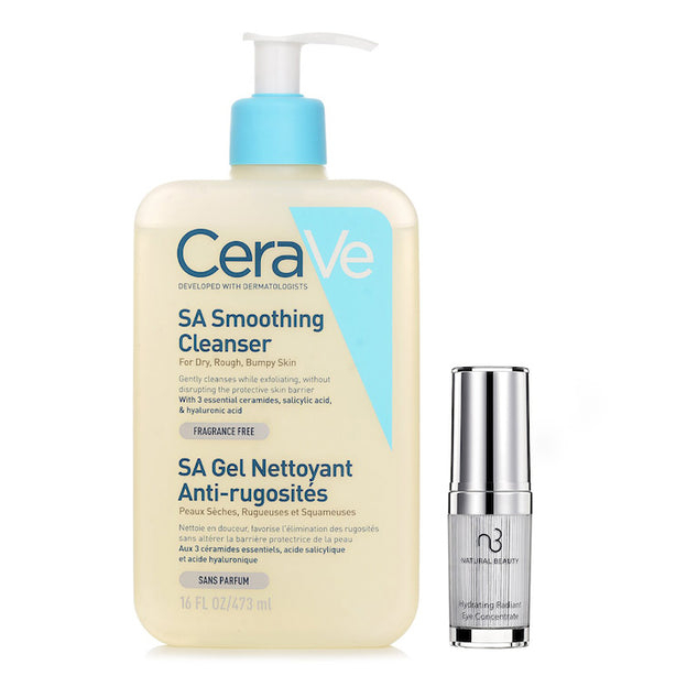 Cerave Sa Smoothing Cleanser (random Packaging) 473ml X Natural Beauty Hydrating Radiant Eye Concentrate (exp Date: 02/2026) 15ml - 2pcs