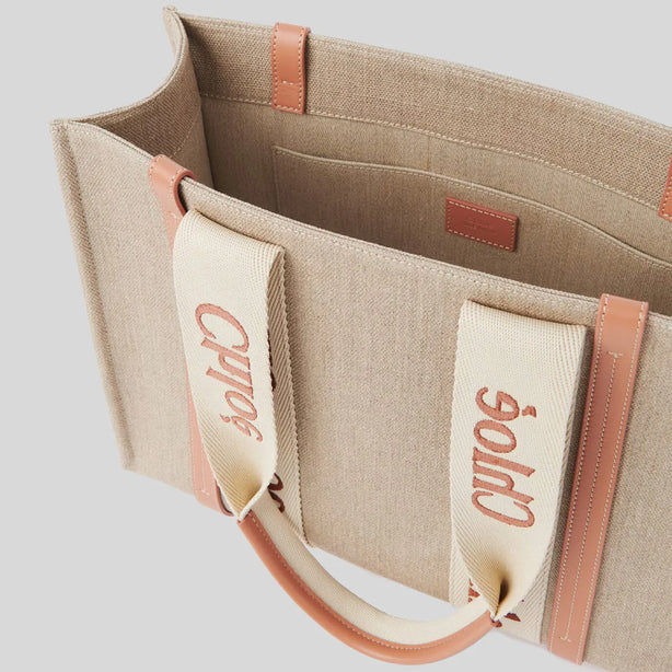 CHLOE Woody Medium Tote Bag Wooden Orange CHC23AS383L17847