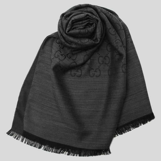 GUCCI Large Signature Logo GGWEB Scarf/Wrap Black 165904