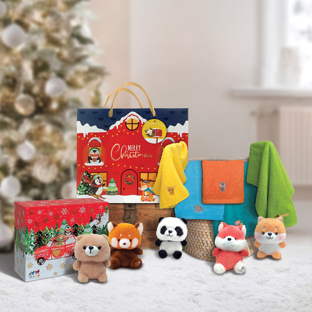 The Gang The Rangers Series The Ruffz Premium Cotton Bath Linen X'mas Gift Set, 1 Piece Sports Bath Towel With 1 Piece Animal Plush