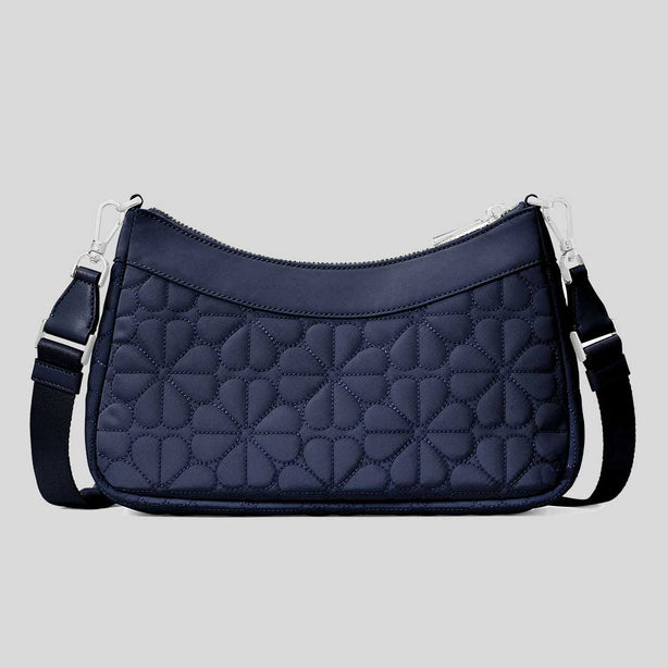 KATE SPADE Spade Flower Quilted Fabric Convertible Crossbody Bag Parisian Navy KK077