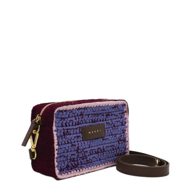 Seaside Paper Raffia Camera Bag - Pink and Burgundy