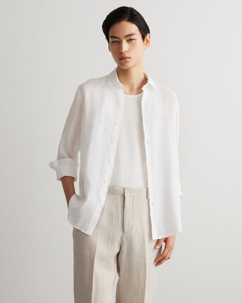 Alexander & Sons, White Linen, Long Sleeve Shirt