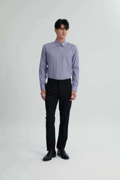 Coupe Cousu, Fancy Dobby, Long Sleeve Shirt with Contrast Trim Fabric