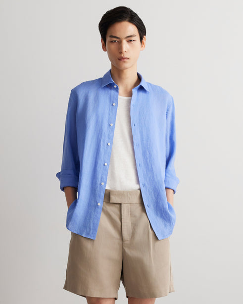 Alexander & Sons, Blue Linen, Long Sleeve Shirt