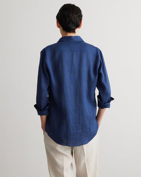 Alexander & Sons, Navy Linen, Long Sleeve Shirt
