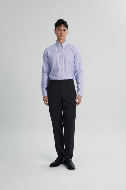 Coupe Cousu, Purple, Double Collar Long Sleeve Shirt