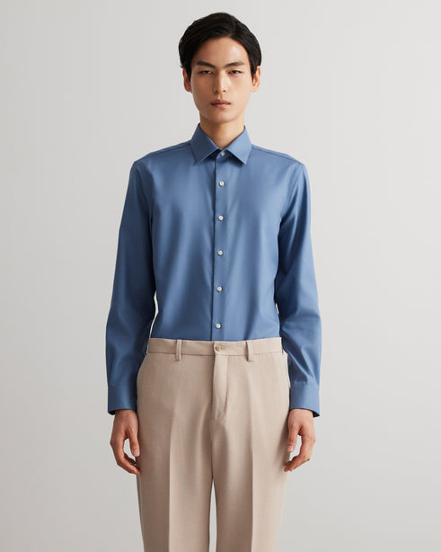 Alexander & Sons, Steel Blue Twill, Long Sleeve Shirt