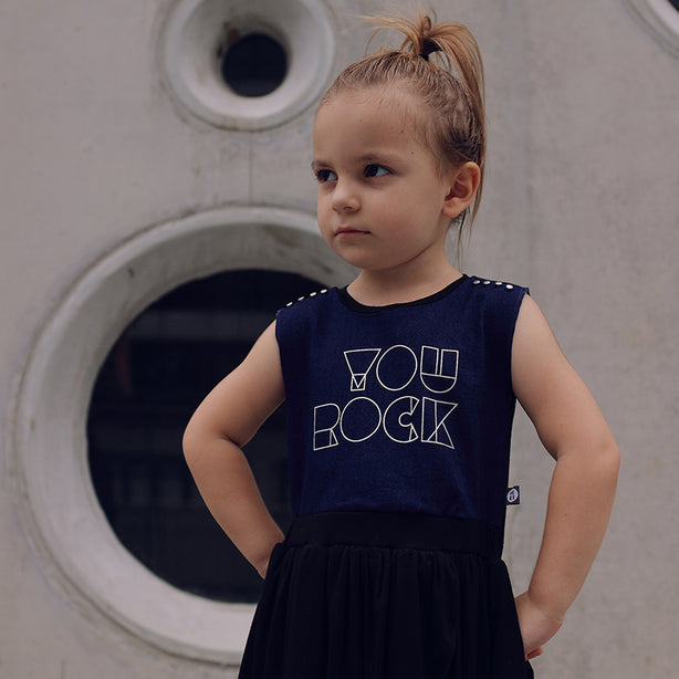 You Rock Black Denim Kids Dress