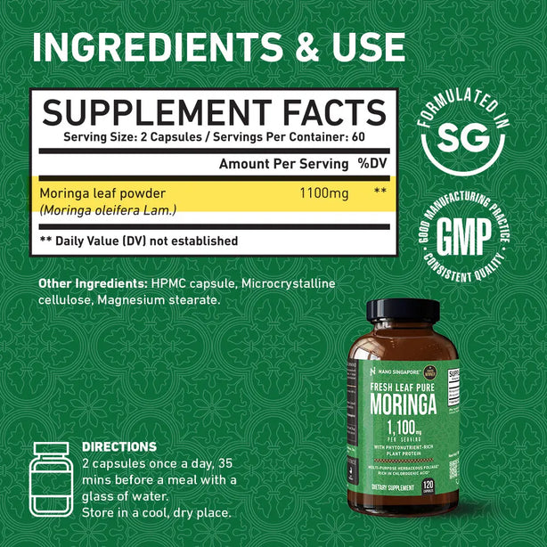 Fresh Leaf Pure Moringa 1,100mg - 120ct