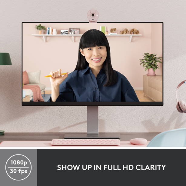 Logitech Brio 300 Full Hd Webcam - Rose