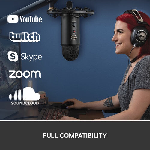 Logitech For Creators Blue Yeti USB Microphone for Recording, Streaming, Gaming, Podcasting on PC and Mac, Condenser Mic for Laptop or Computer with Blue VO!CE Effects, Adjustable Stand, Plug and Play