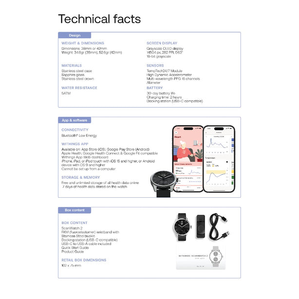 Withings HWA10, All-Int ScanWatch 2 Black 42mm