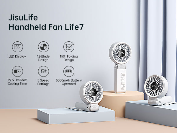 JISULIFE HANDHELD FAN LIFE7 5000MAH-LIGHT GREY