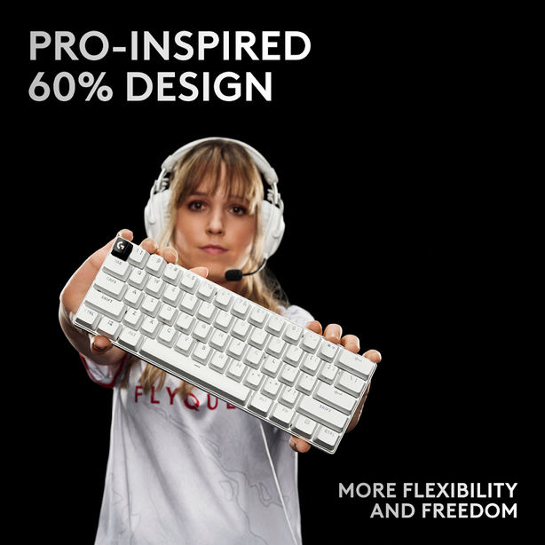 Logitech G Pro X 60 Lightspeed Bluetooth Wireless 60 Percent Keyboard White (Gx-Brown)