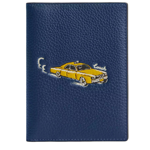 Coach Passport Card Case With Car Print - Deep Blue Multi CEK62