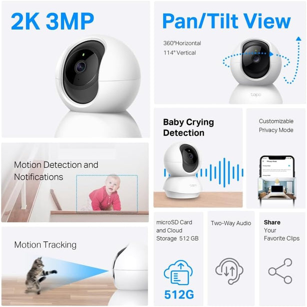 Tp Link Tapo C210 Pan/Tilt Home Security Wi-Fi 3Mp Camera