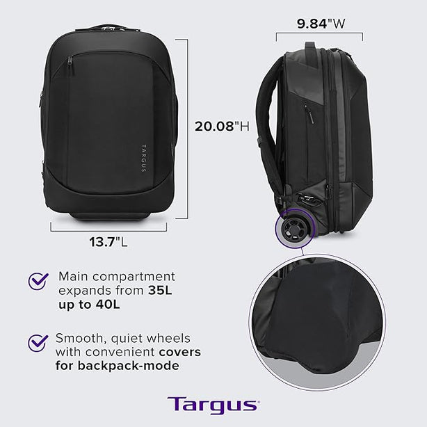 15.6” Ecosmart® Mobile Tech Traveler Rolling Backpack - Black