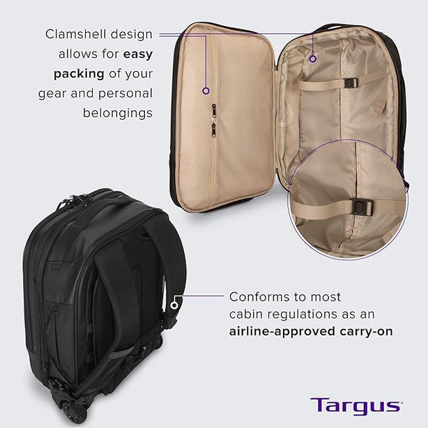 15.6” Ecosmart® Mobile Tech Traveler Rolling Backpack - Black