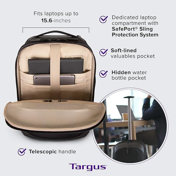 15.6” Ecosmart® Mobile Tech Traveler Rolling Backpack - Black