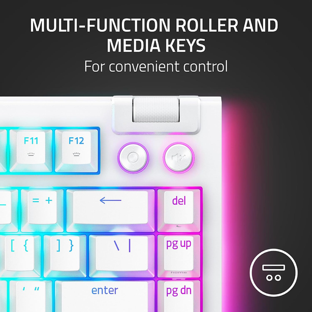 Razer Blackwidow V4 75% - Hot-Swappable Mechanical Gaming Keyboard - White Edition - Us Layout - World Packaging