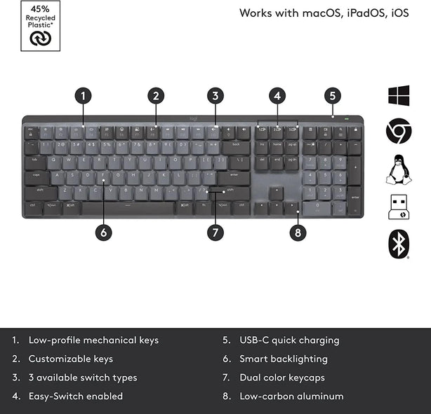 Logitech Mx Mechanical Wireless Keyboard Graphite